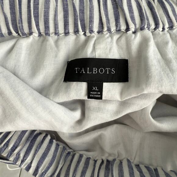 Talbots Candy Stripe Womens Midi Skirt XL Linen Blend Preppy Quiet Luxury Summer - Picture 3 of 12